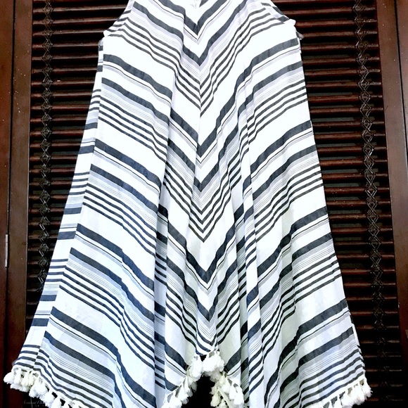 2X Striped Beach Dress Sundress Trapeze Sharkbite - Picture 5 of 5